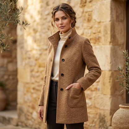 Retro-Windjacke für Damen mit Knöpfen und Stehkragen
