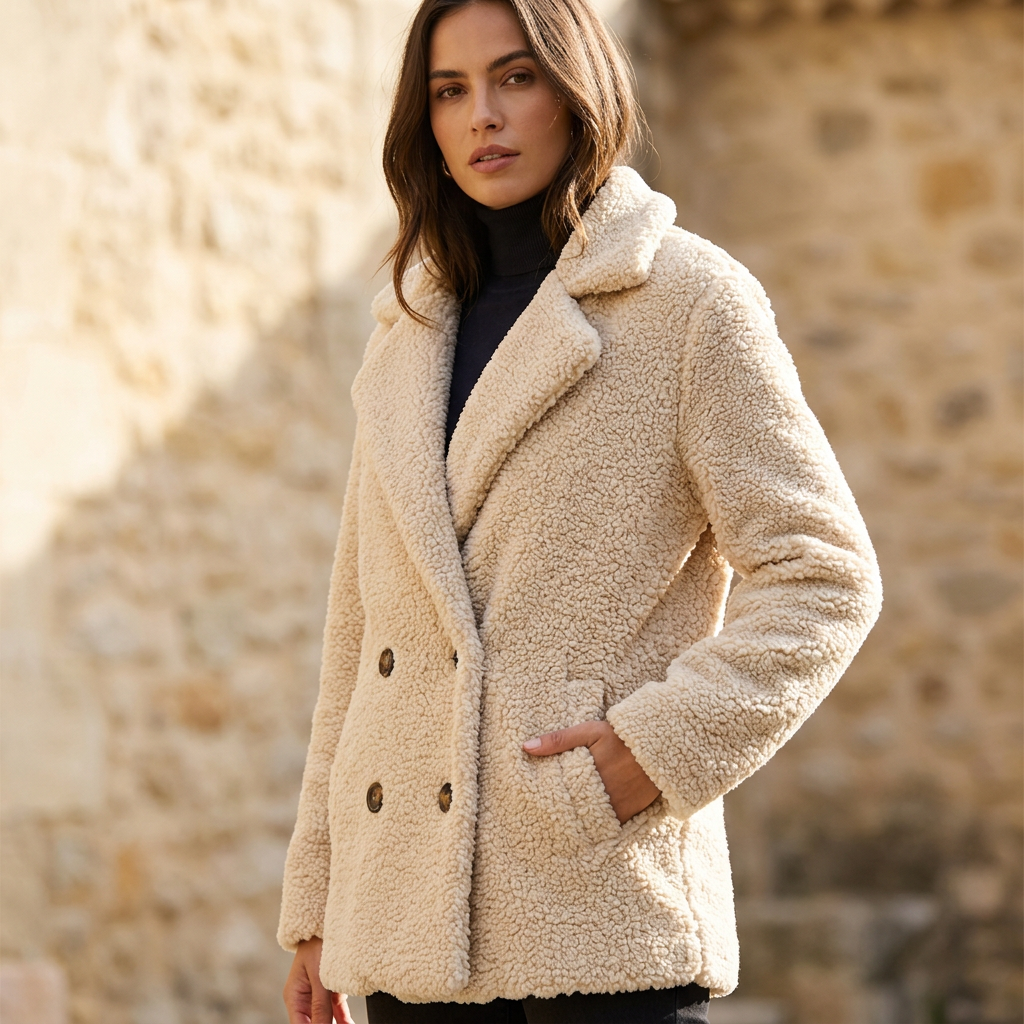 Stylischer Teddymantel