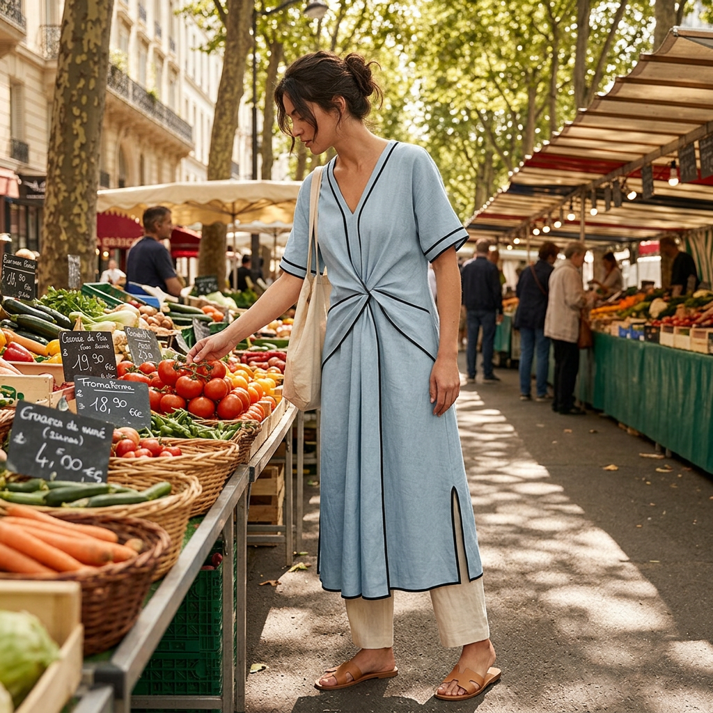 Elegantes Sommerkleid mit Streifenmuster