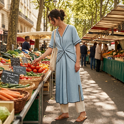 Elegantes Sommerkleid mit Streifenmuster