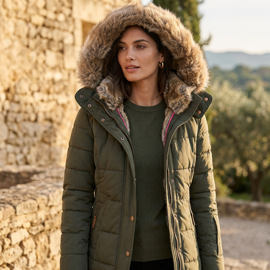 Warme Winterpelzjacke