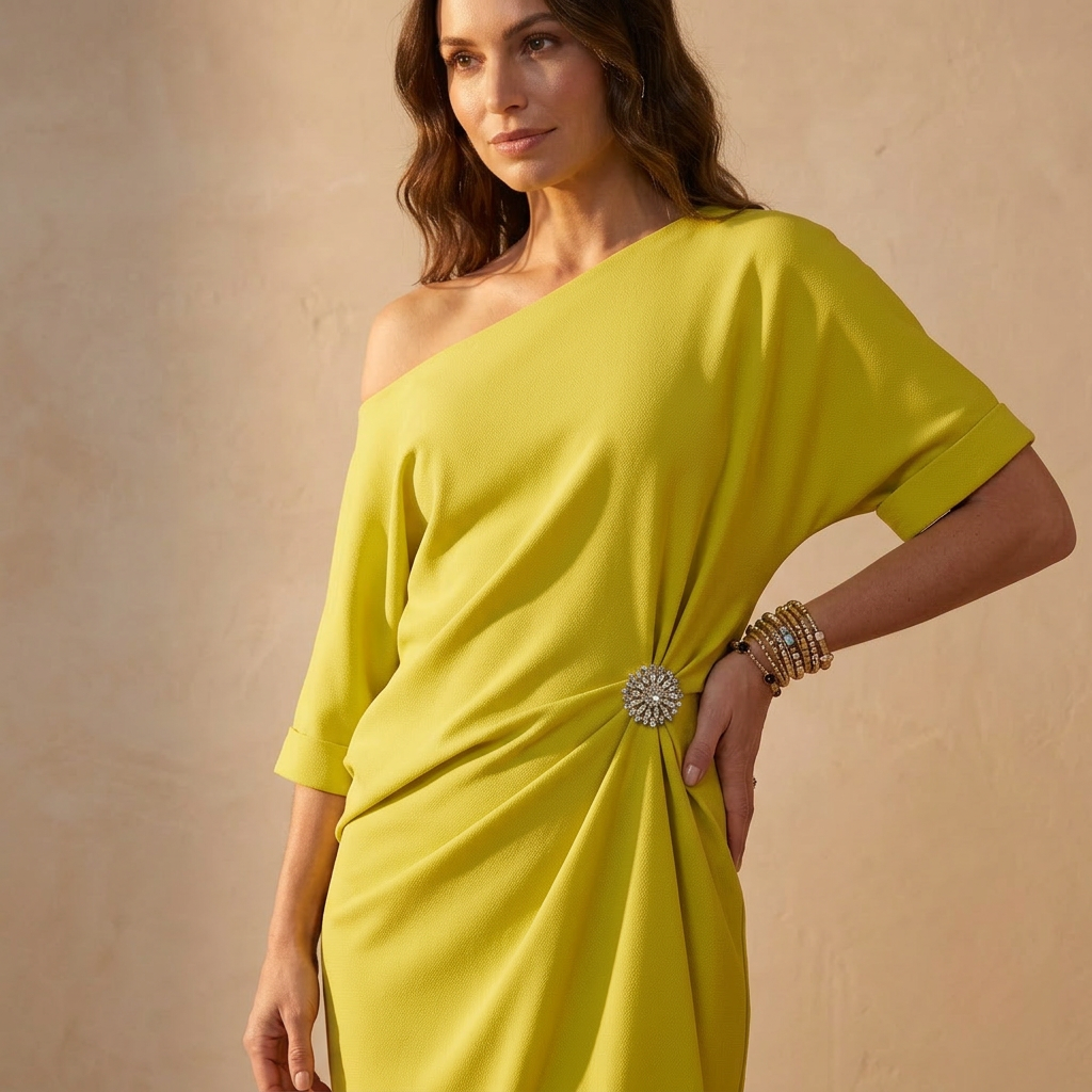 Drapiertes Asymmetrisches Kleid