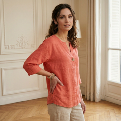 Lässige Bluse mit V-Ausschnitt