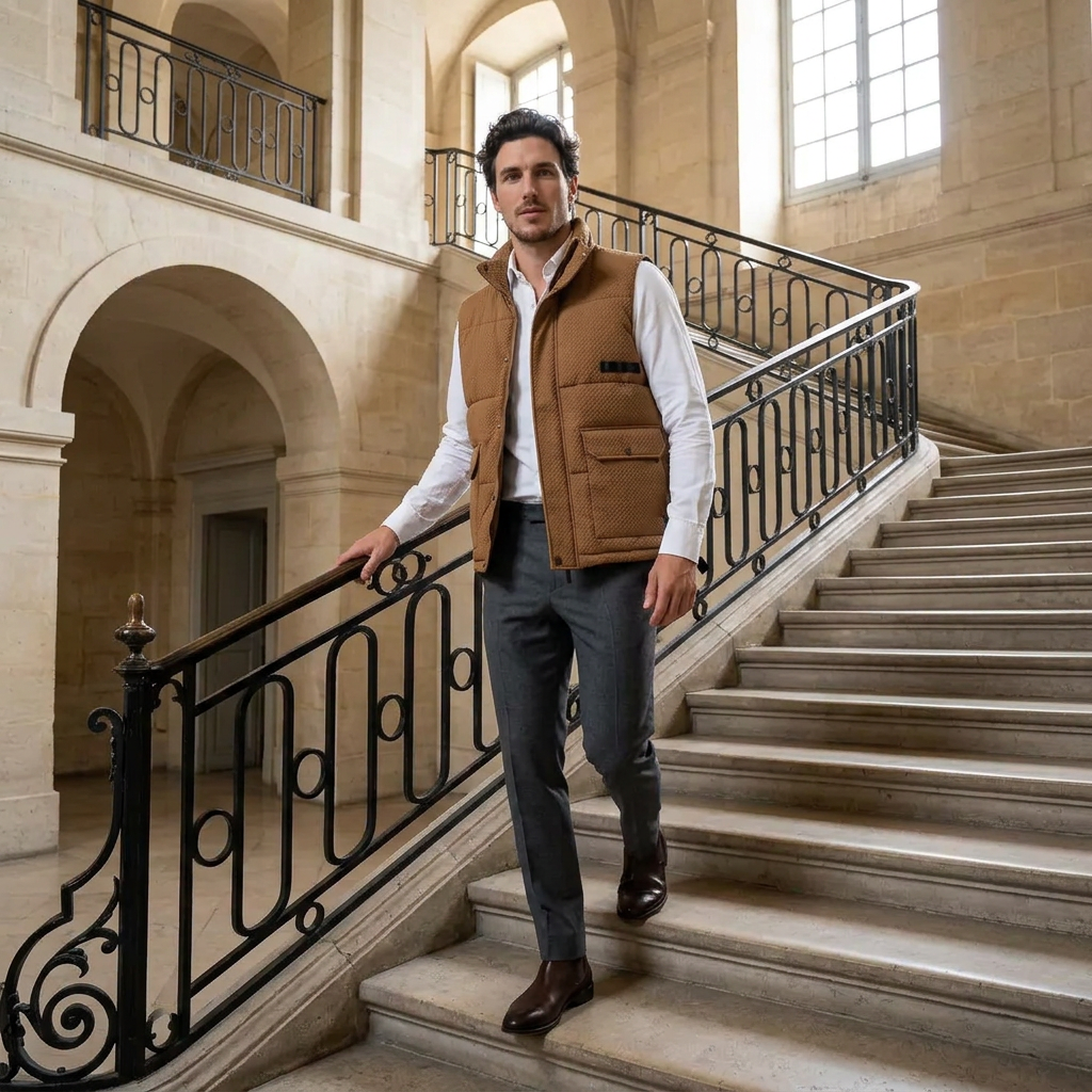 Herren Herbst Weste mit Stehkragen