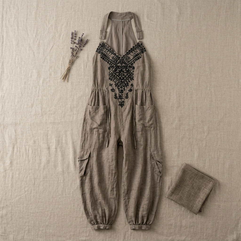 Bestickter Jumpsuit im Boho-Stil