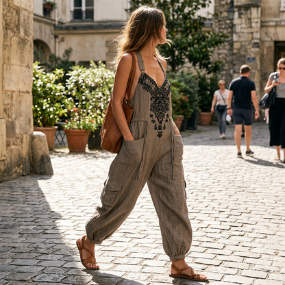 Bestickter Jumpsuit im Boho-Stil