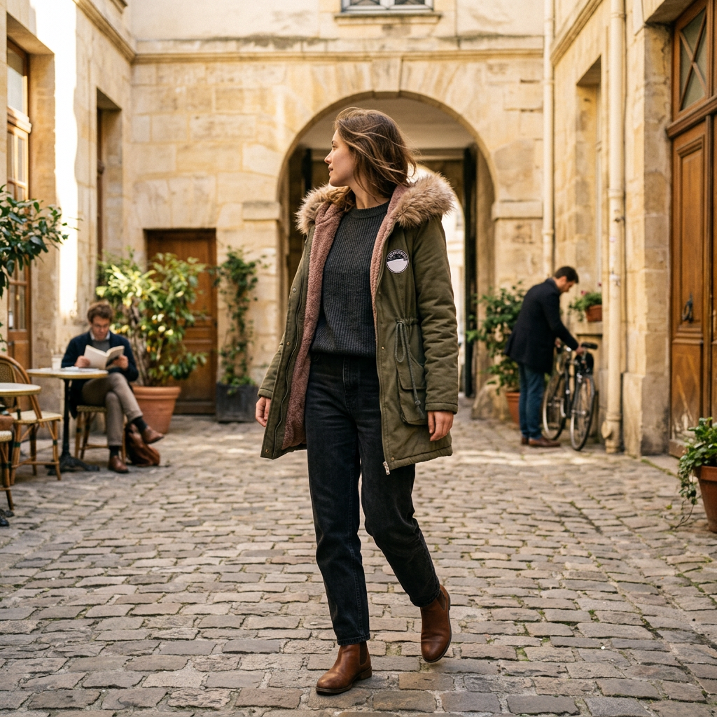Herbst-/Winterjacke mit Kapuze