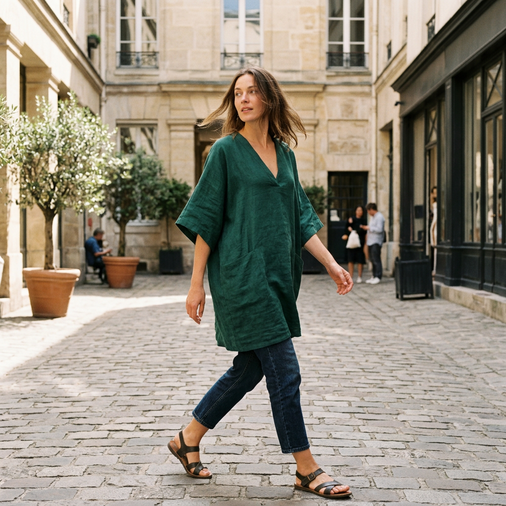 Oversize Tunika mit V-Ausschnitt