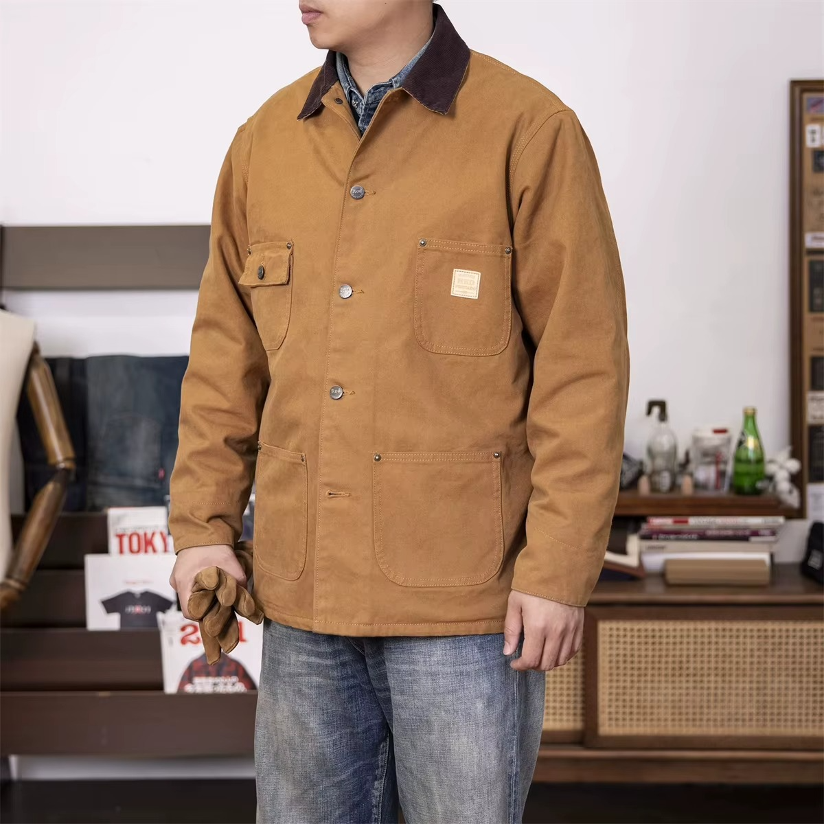 Gefütterte Stonewashed Jacke